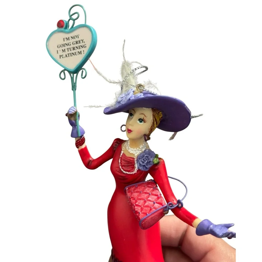 Red Hat Society Ornament I'm Not Going Grey Turning Platinum Hanging Figurine‎
